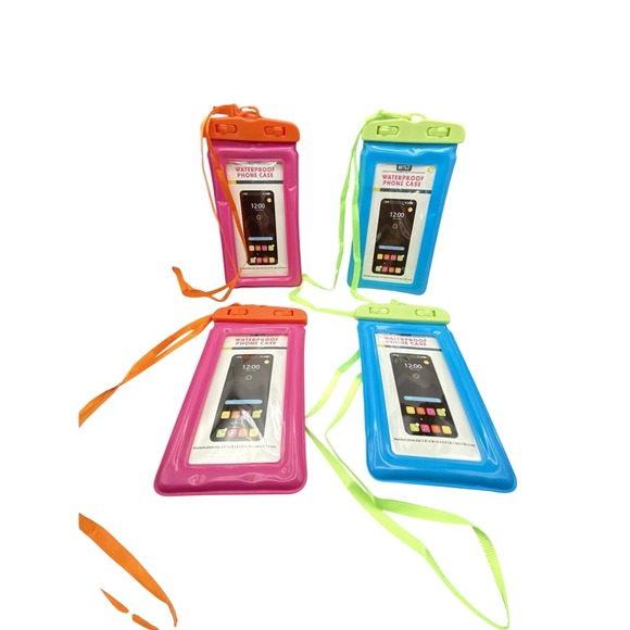 The Unbranded Brand Other - 4 Waterproof Phone Cases Pouches Pink Orange Blue Green Neon Festival Travel